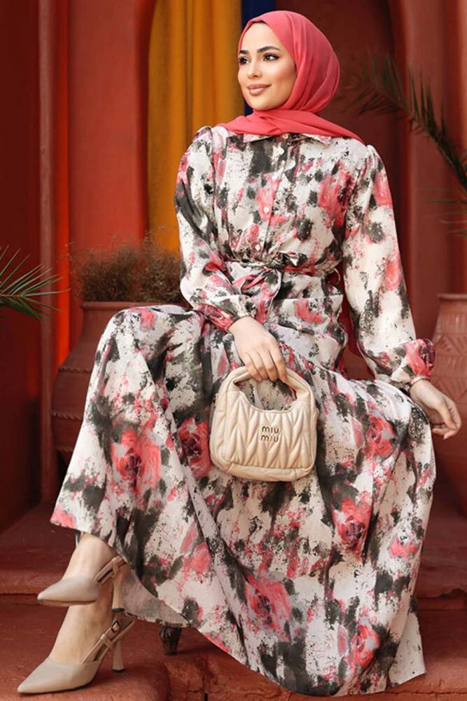Modest Coral Dress 60892MR - 2