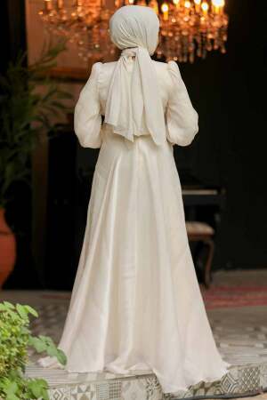 Modest Cream Evening Dress 48051KR - 3