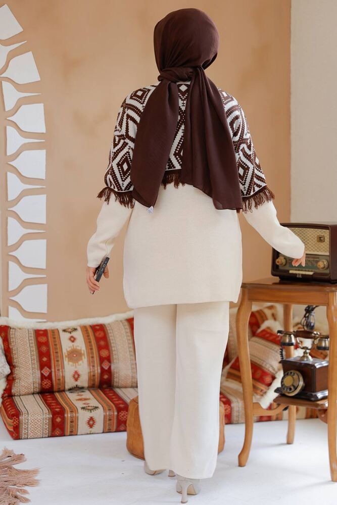 Modest Cream Knitwear Dual Suit 15021KR - 5