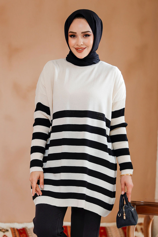 Modest Cream Knitwear Jumper Tunic 5325KR - 1