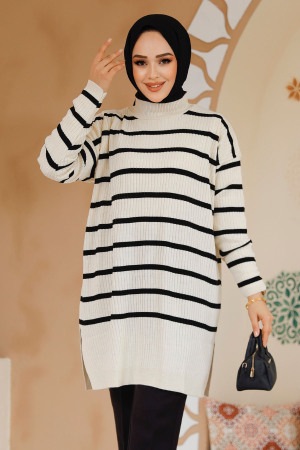 Modest Cream Knitwear Jumper Tunic 54151KR - 2