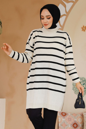 Modest Cream Knitwear Jumper Tunic 54151KR - 1