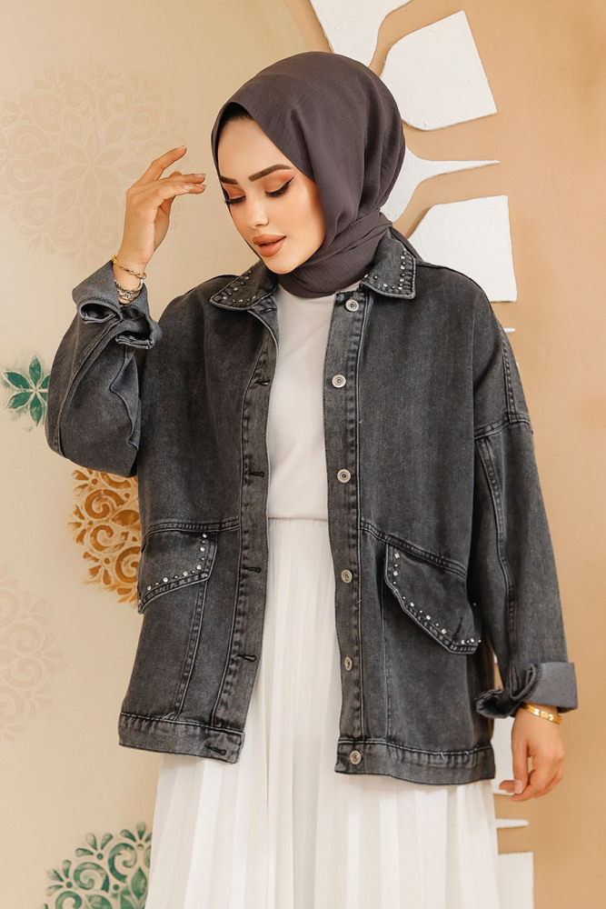 Modest Dark Antrasit Denim Jacket 20387KANT - 1
