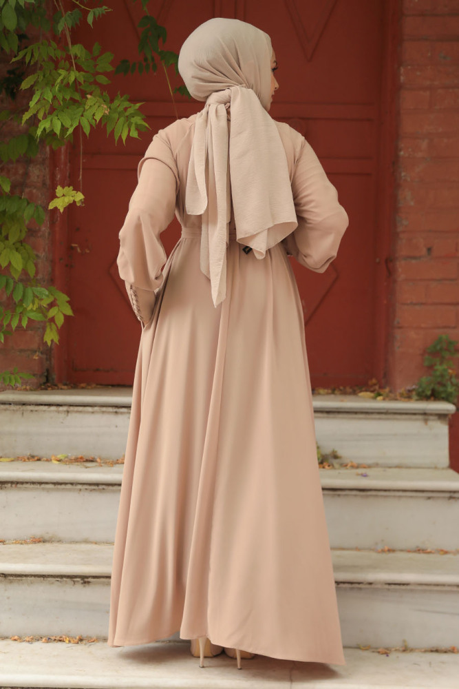 Modest Dark Beige Abaya Dress 330104KBEJ - 2
