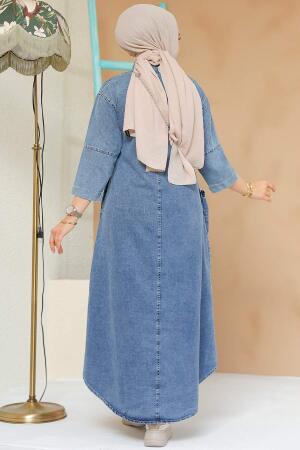 Modest Dark Blue Denim Dress 19132KM - 4