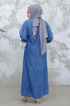 Modest Dark Blue Denim Dress 19139KM - 4