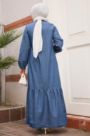 Modest Dark Blue Denim Dress 19147KM - 4