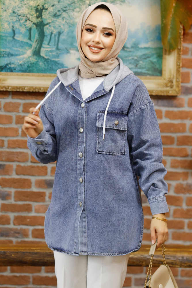 Modest Dark Blue Denim Shirt 30305KM - 2