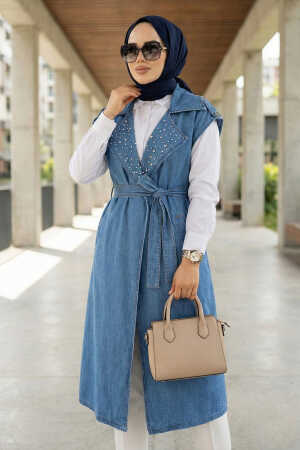 Modest Dark Blue Denim Vest 6551KM - 1