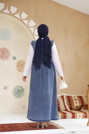 Modest Dark Blue Long Denim Dress 19134KM - 2