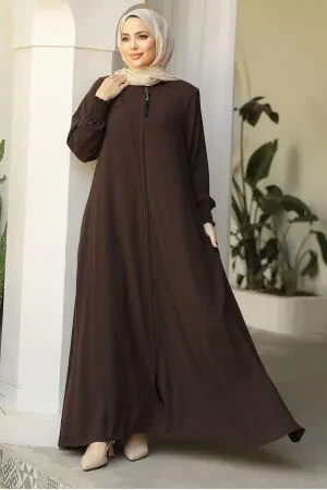 Modest Dark Brown Plus Size Abaya 26302KKH 