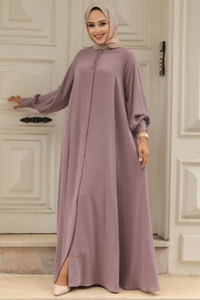 Modest Dark Dusty Rose Abaya Dress 520066KGK - 1