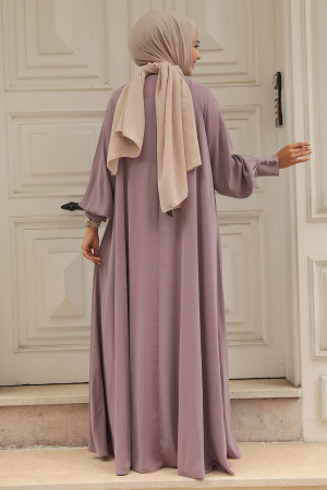 Modest Dark Dusty Rose Abaya Dress 520066KGK - 4