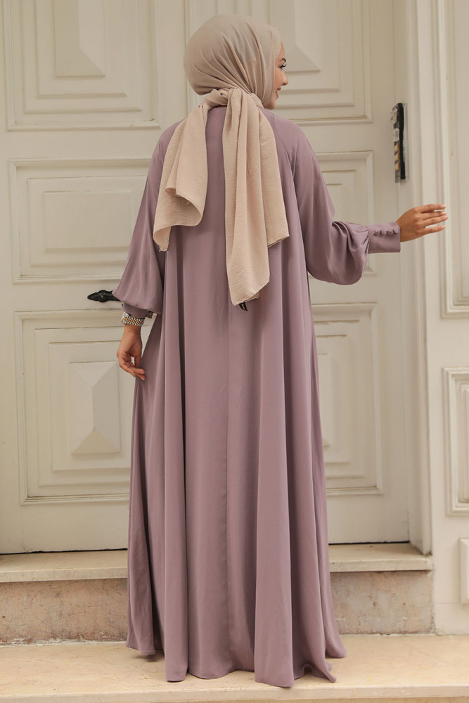 Modest Dark Dusty Rose Abaya Dress 520066KGK - 4