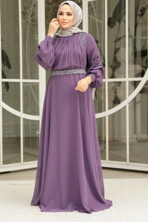 Modest Dark Dusty Rose Plus Size Dress 25879KGK - 2