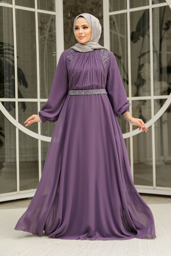 Modest Dark Dusty Rose Plus Size Dress 25879KGK - 1