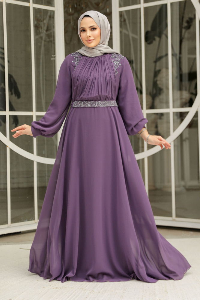 Modest Dark Dusty Rose Plus Size Dress 25879KGK - 3