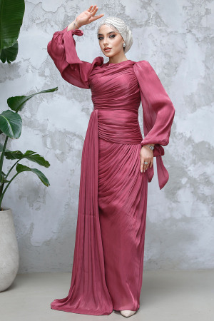 Modest Dark Dusty Rose Prom Dress 48491KGK - 1