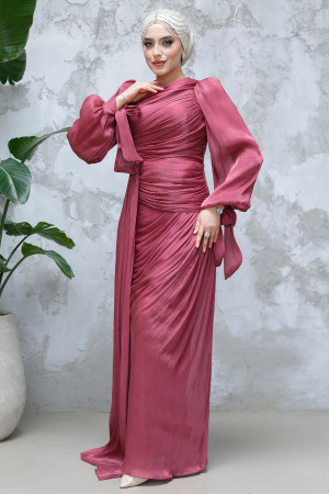 Modest Dark Dusty Rose Prom Dress 48491KGK - 5