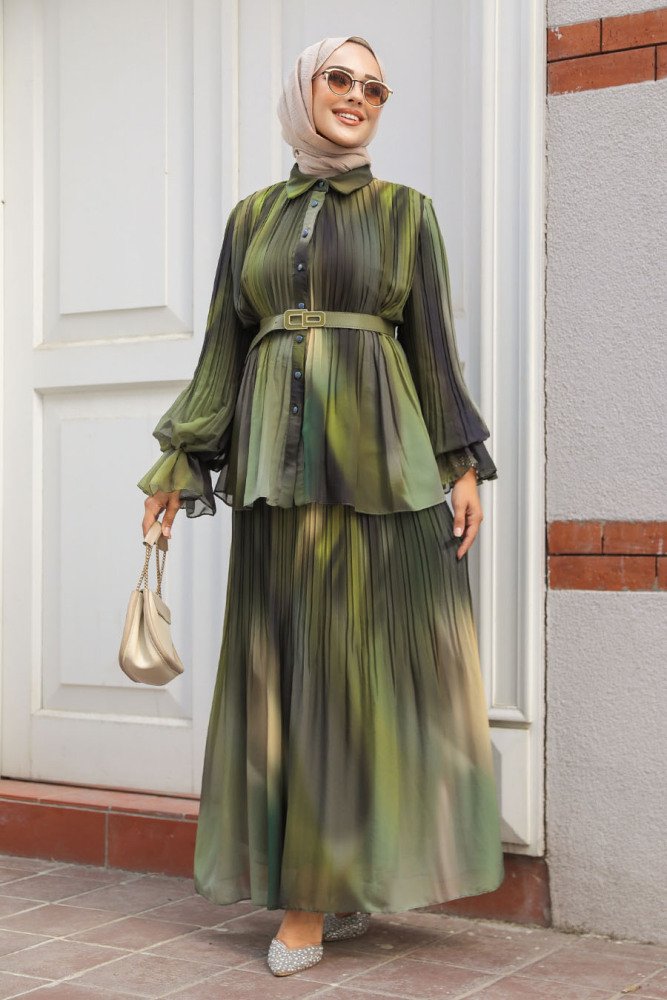 Modest Dark Khaki Skirt Dual Suit 45291KHK - 1