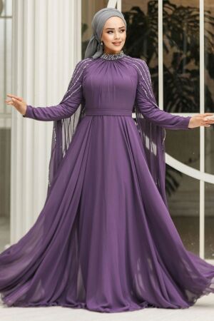 Modest Dark Lila Bridesmaid Dress 47381KLILA 