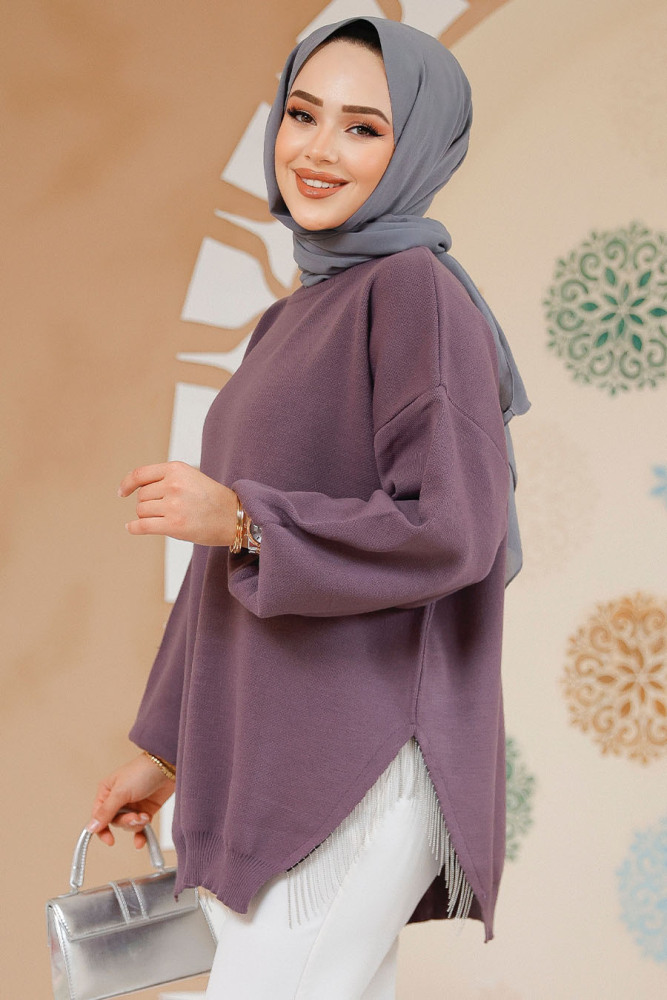 Modest Dark Lila Knitwear Jumper Top 17202KLILA - 2