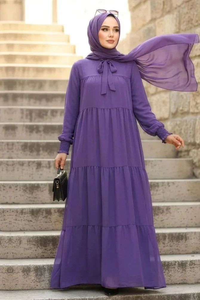 Modest Dark Lila Maxi Dress 23601KLILA - 1