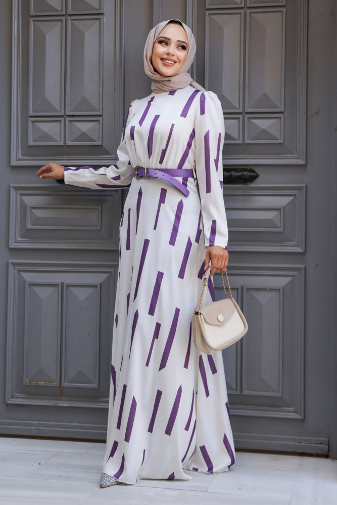 Modest Dark Lila Summer Dress 4645KLILA - 1