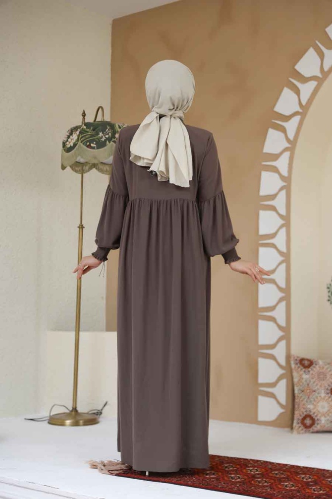 Modest Dark Mink Abaya 45286KV - 3
