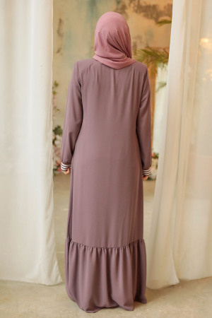 Modest Dark Mink Abaya Dubai 45276KV - 3