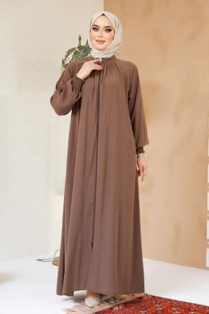 Modest Dark Mink Plus Size Abaya 45293KV - 3