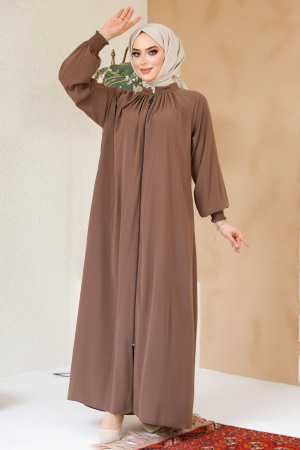 Modest Dark Mink Plus Size Abaya 45293KV - 1