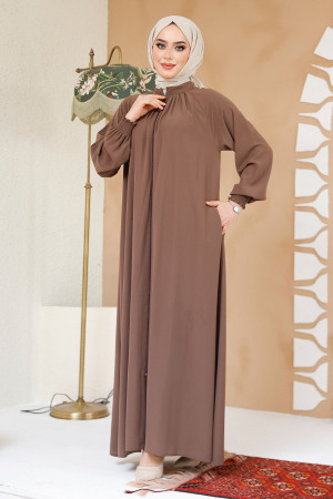 Modest Dark Mink Plus Size Abaya 45293KV - 2