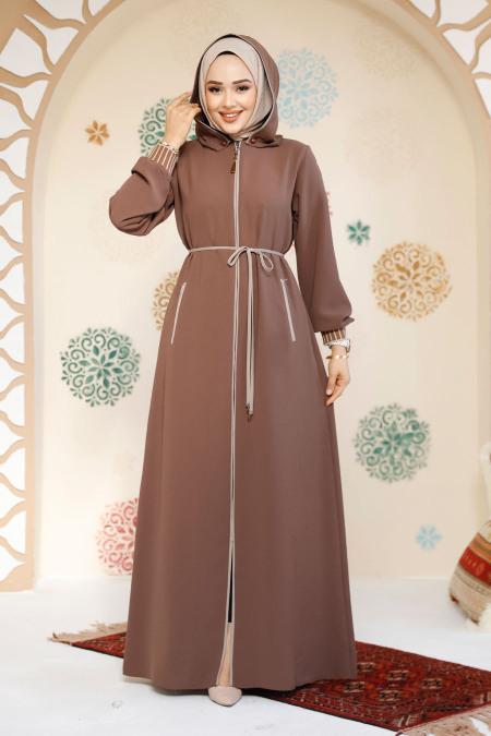 Modest Dark Mink Plus Size Abaya 81151KV - 1