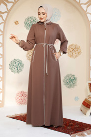 Modest Dark Mink Plus Size Abaya 81151KV - 3