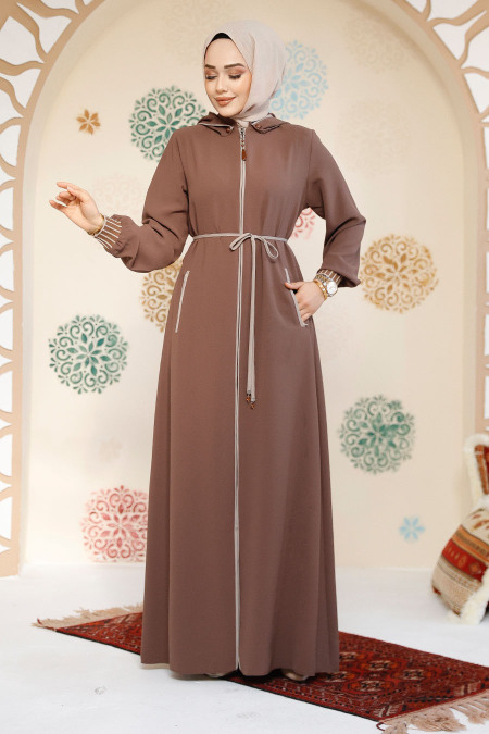 Modest Dark Mink Plus Size Abaya 81151KV - 3