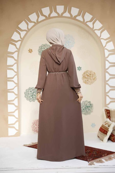 Modest Dark Mink Plus Size Abaya 81151KV - 4