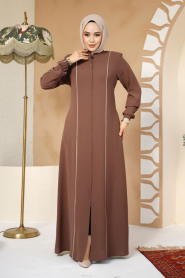 Modest Dark Mink Plus Size Abaya 8148KV - 2