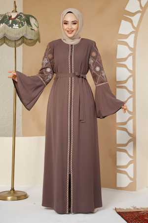 Modest Dark Mink Plus Size Abaya Dubai 90311KV - 1