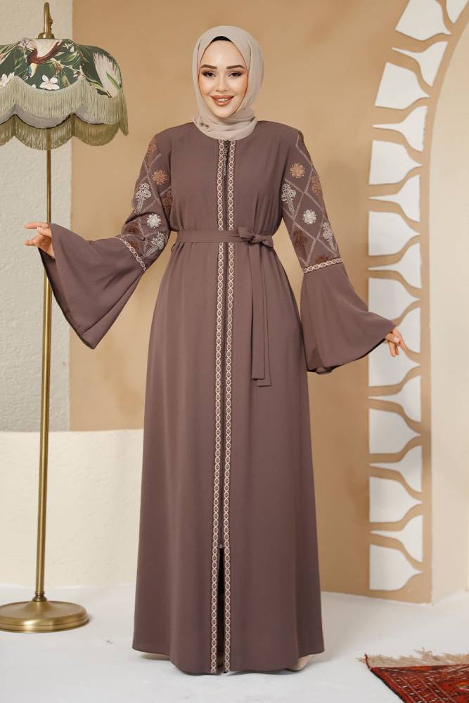 Modest Dark Mink Plus Size Abaya Dubai 90311KV - 1