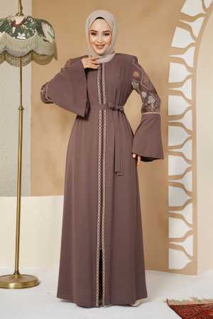 Modest Dark Mink Plus Size Abaya Dubai 90311KV - 2
