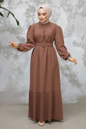 Modest Dark Mink Summer Dress 65878KV - 1