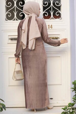 Modest Dark Mink Velvet Dress 22751KV 