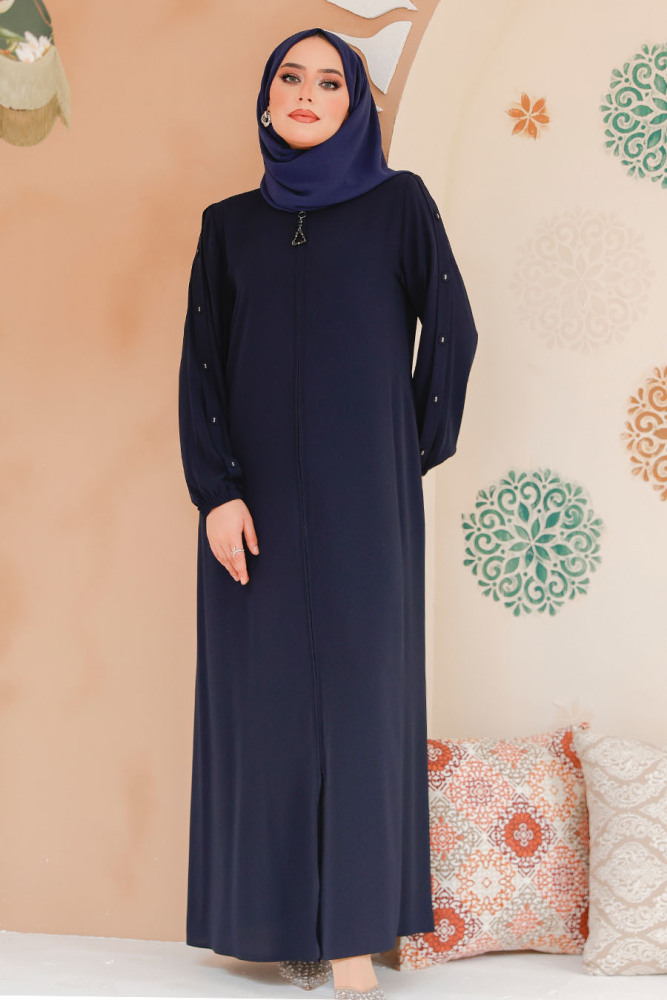 Modest Dark Navy Blue Abaya For Women 45292KL - 1