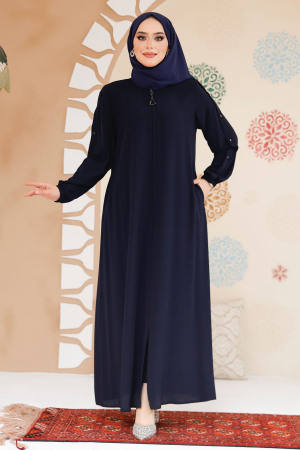 Modest Dark Navy Blue Abaya For Women 45292KL - 3