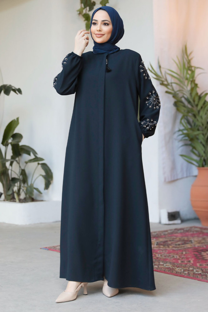 Modest Dark Navy Blue Plus Size Abaya 62701KL - 3