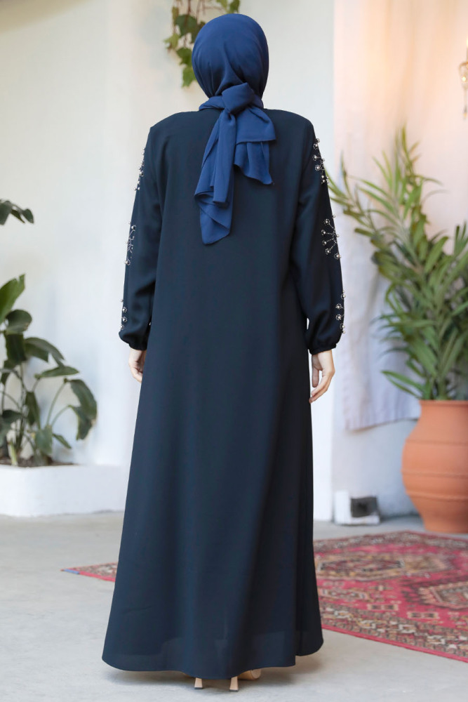 Modest Dark Navy Blue Plus Size Abaya 62701KL - 4