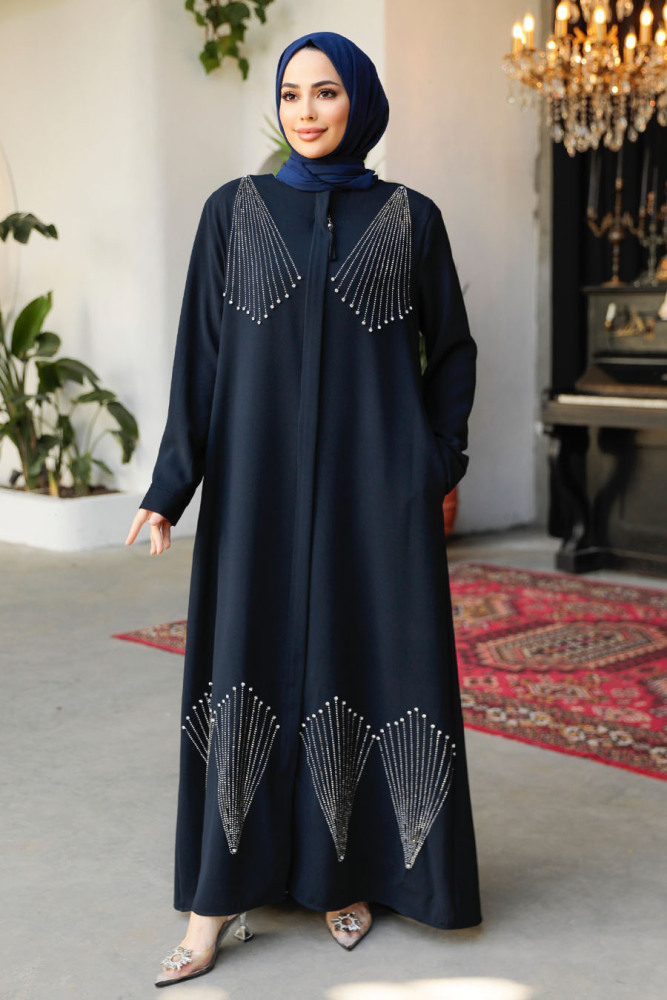 Modest Dark Navy Blue Plus Size Abaya 62901KL - 1