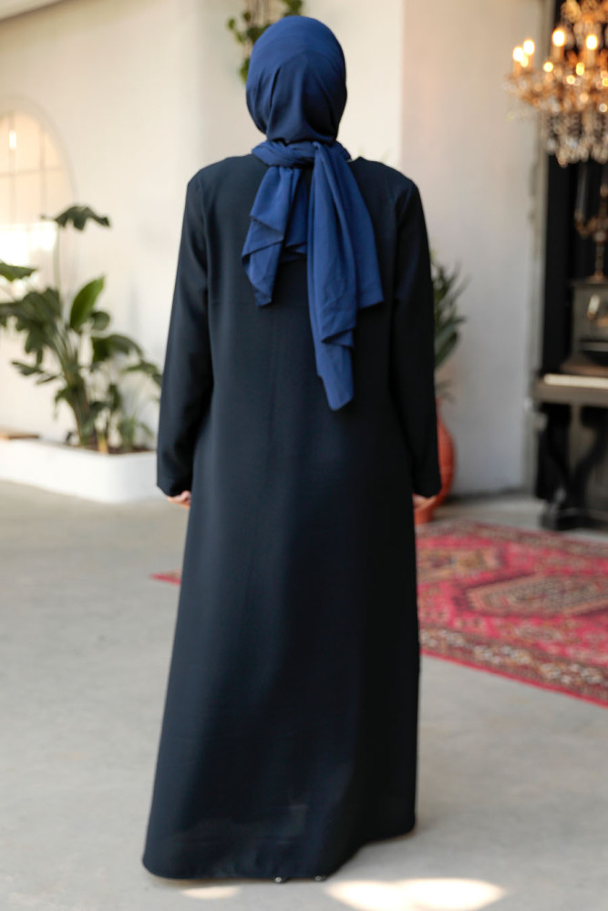 Modest Dark Navy Blue Plus Size Abaya 62901KL - 3