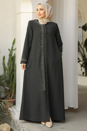 Modest Dark Petrol Green Abaya For Women 26331KPY - 2